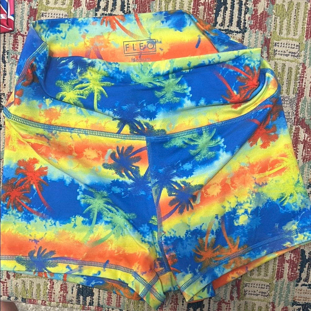 Fleo Women's Tropical Blue and Orange Shorts